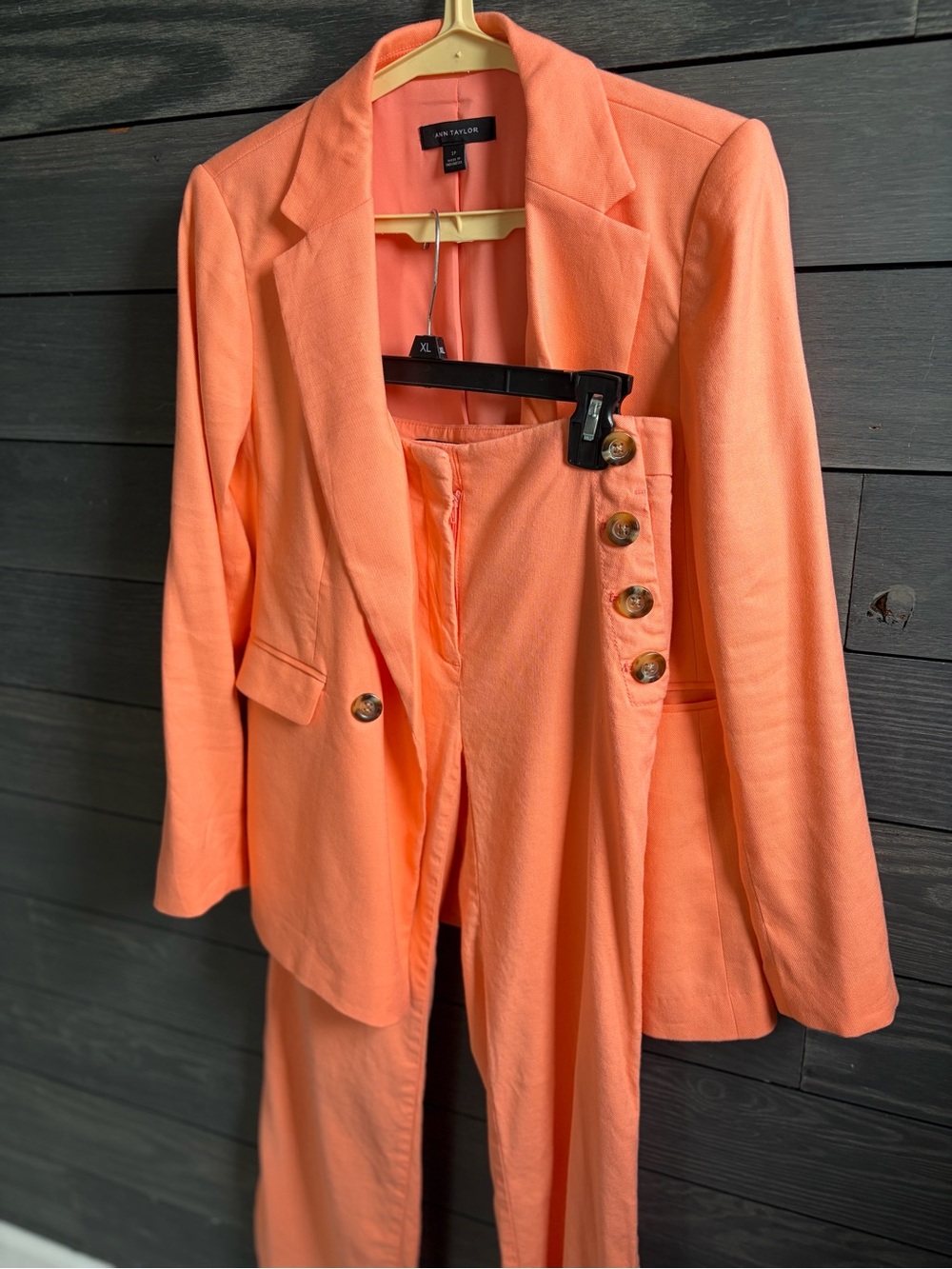Ann Taylor Peach-Orange Blazer and Trousers Set